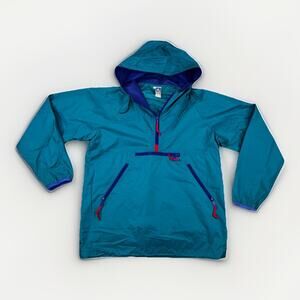 Vintage Sierra Designs Anorak Jacket M Teal Purple 90s Pullover Hooded